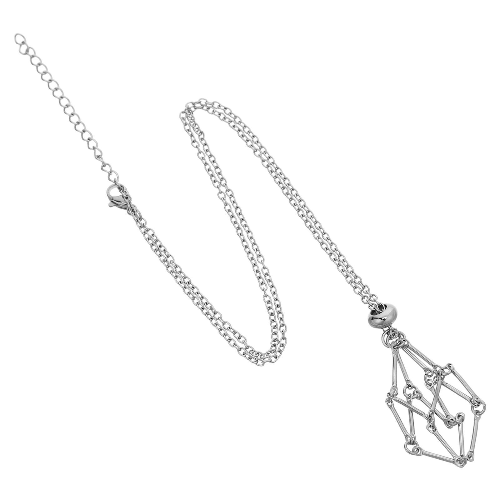 Crystal Pendant Necklace Natural Stone - 크리스털 홀더 목걸이, 스테인리스 스틸 소재의