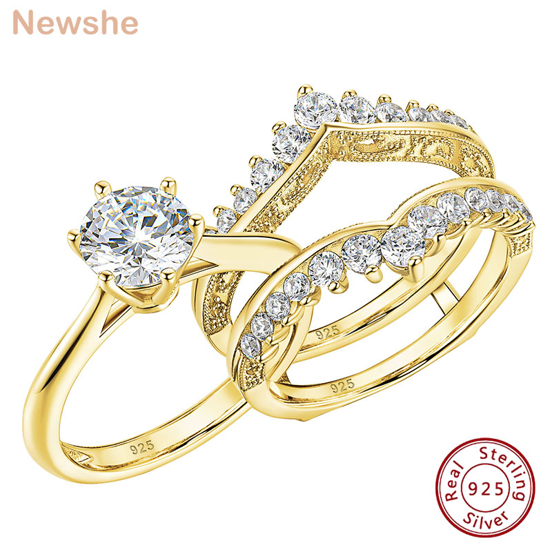 Moissanite Engagement Ring 1 Carat - 뉴스헤 14k 옐로우 골드 도금 여성용