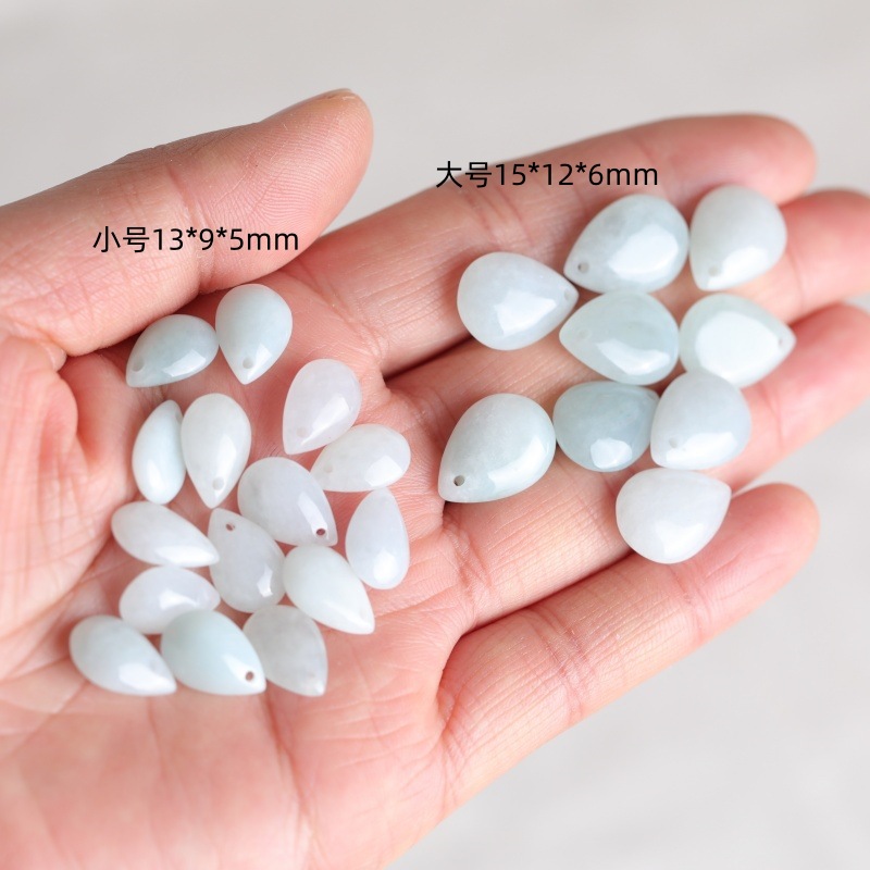 Earrings - 5PC 천연 옥 에메랄드 물방울 비즈