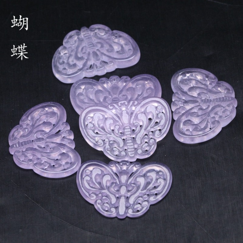Necklaces - 2pc 천연 보라색 옥 중공 비즈