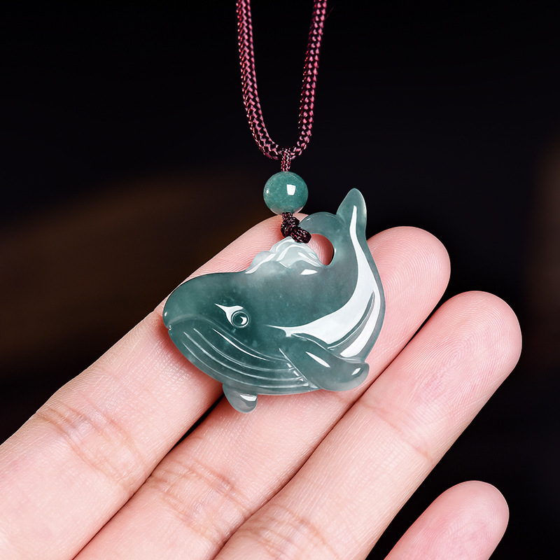 Necklaces - 천연 버마산 비취 고래 펜던트 목걸이