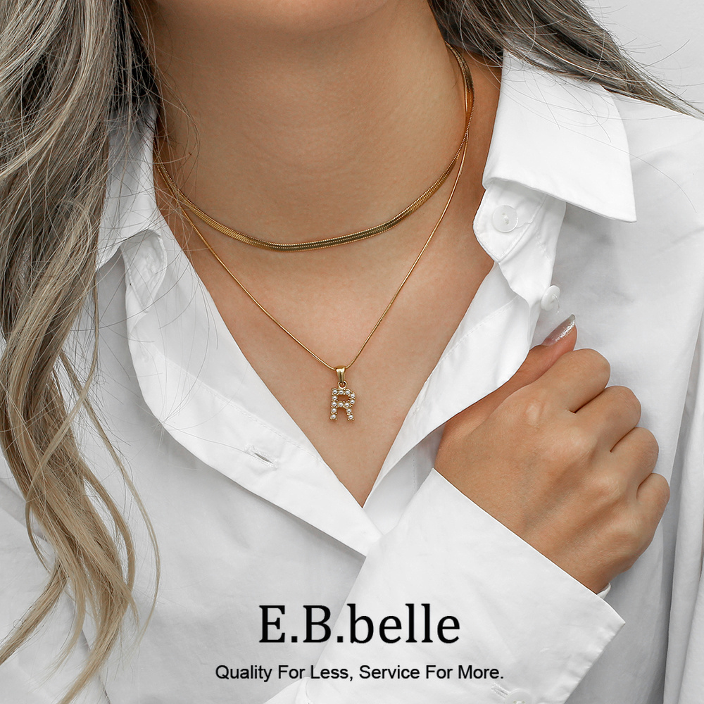 Initial Letter Necklace 18K Gold - E.B.belle 스테인레스 스틸 18K 골드 도금