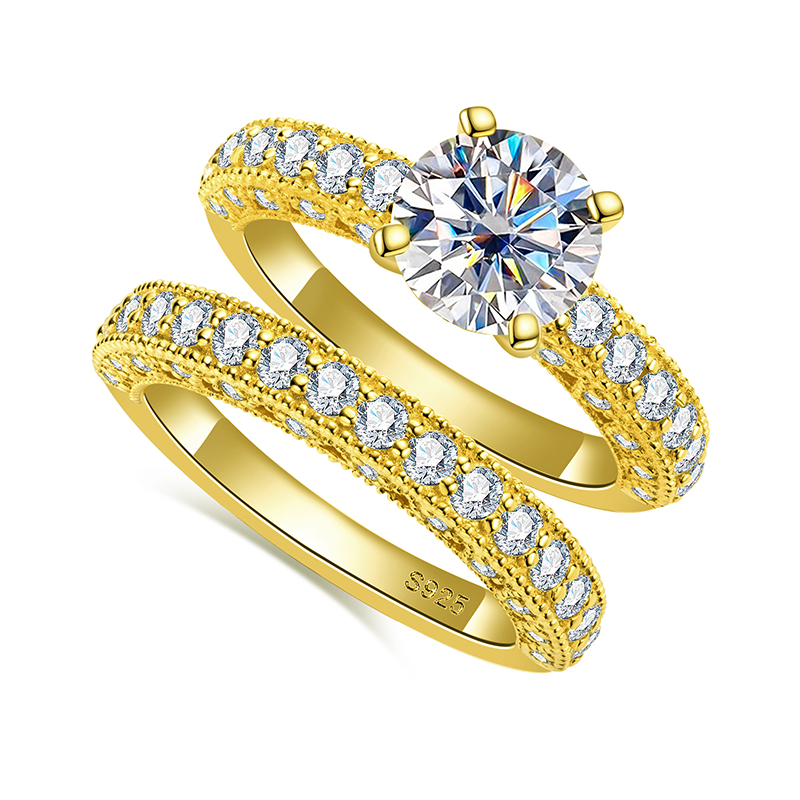 Moissanite Engagement Ring 1 Carat - 여성용 반지 세트 925 스털링 실버