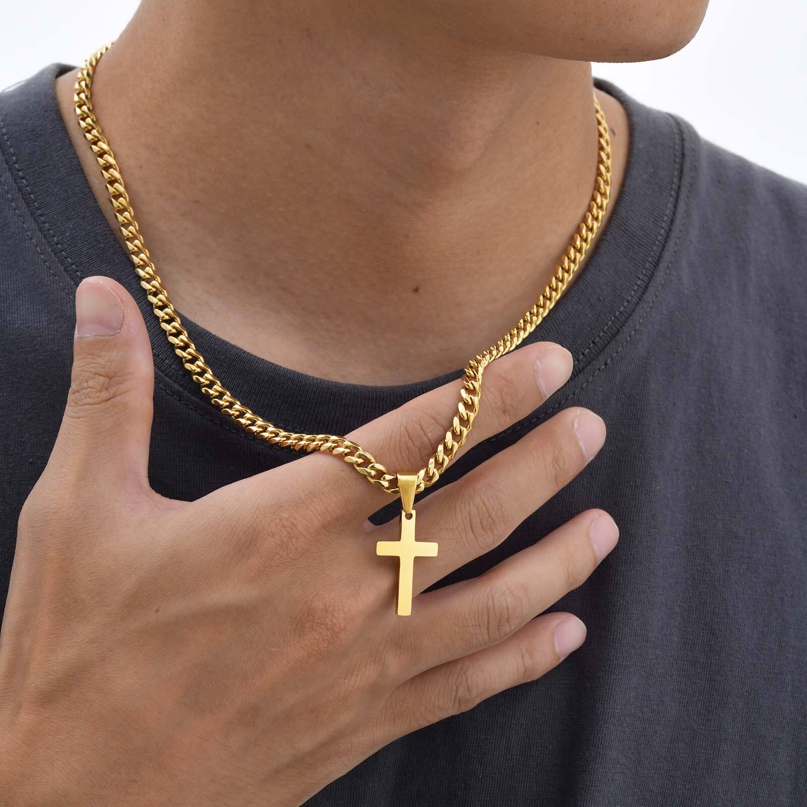 Cuban Link Chain 12Mm - 남자 소년을위한 고품질 크로스 목걸이, 5MM