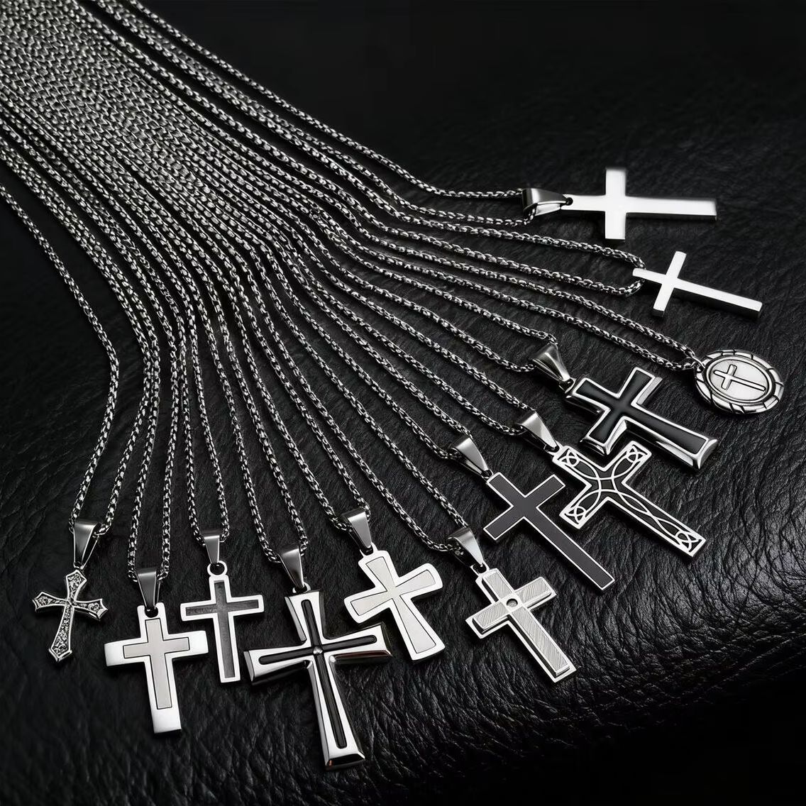 Cuban Link Chain 12Mm - 힙합 펑크 크로스 목걸이 (남성용), 방수