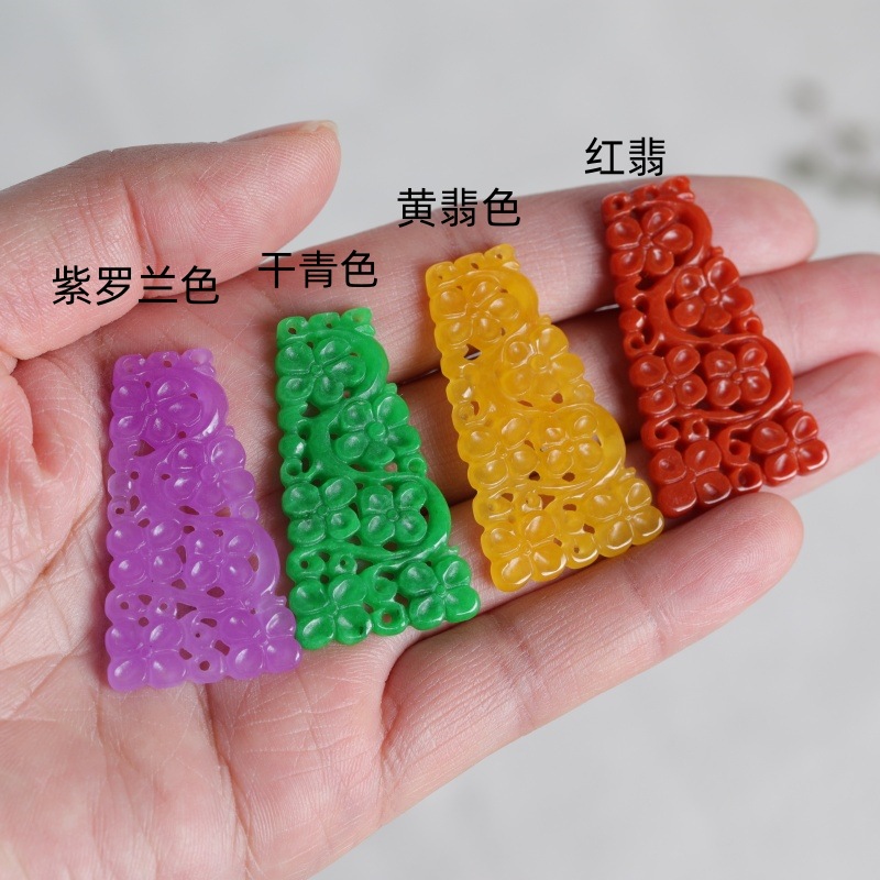 Earrings - 1pc 천연 옥 4 색 양면
