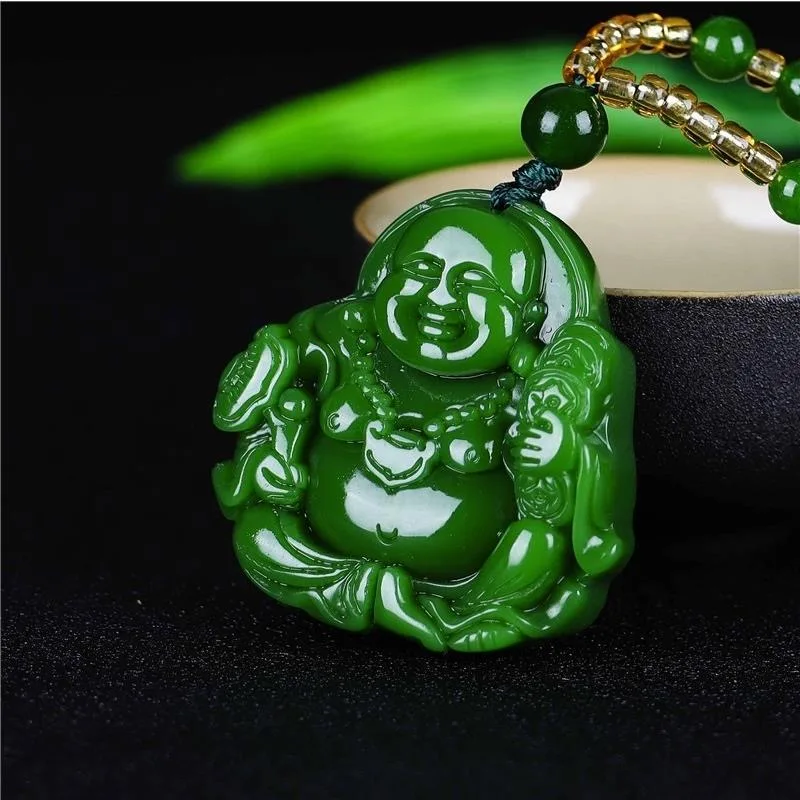 중국 녹색 옥 Maitreya 부처님 펜던트 목걸이,  - Necklaces 리뷰 및 가격