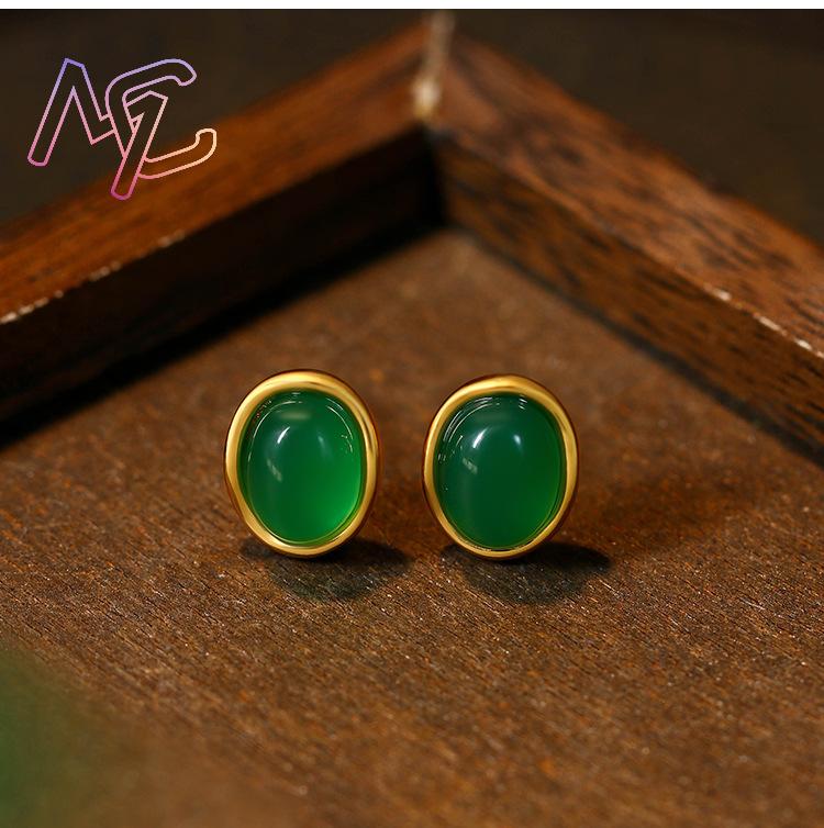 녹색 천연 옥 귀걸이 부적 여성용 럭셔리 선물 조각된  - Earrings 리뷰 및 가격