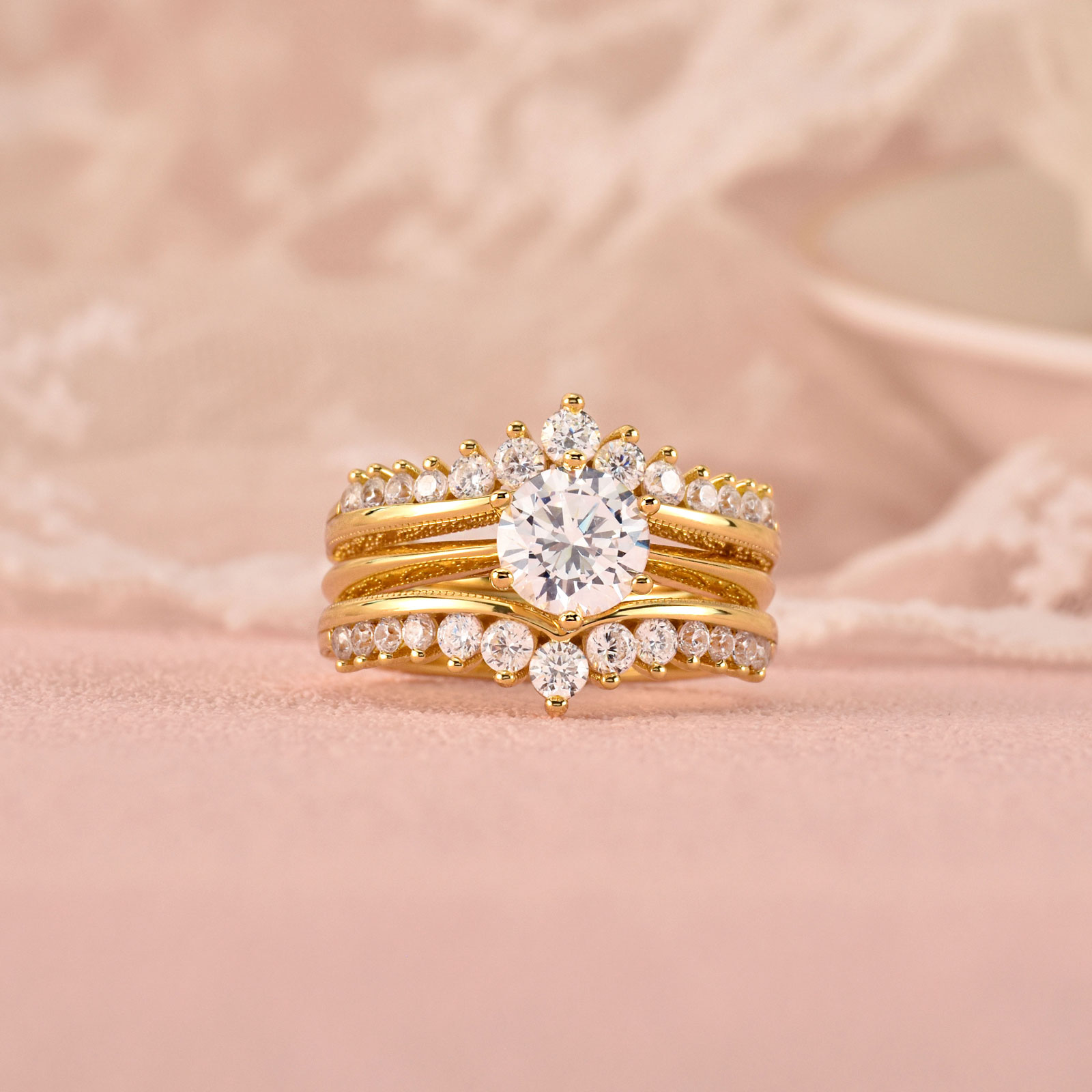 뉴스헤 14k 옐로우 골드 도금 여성용 브라이덜 링 세 - Moissanite Engagement Ring 1 Carat 리뷰 및 가격