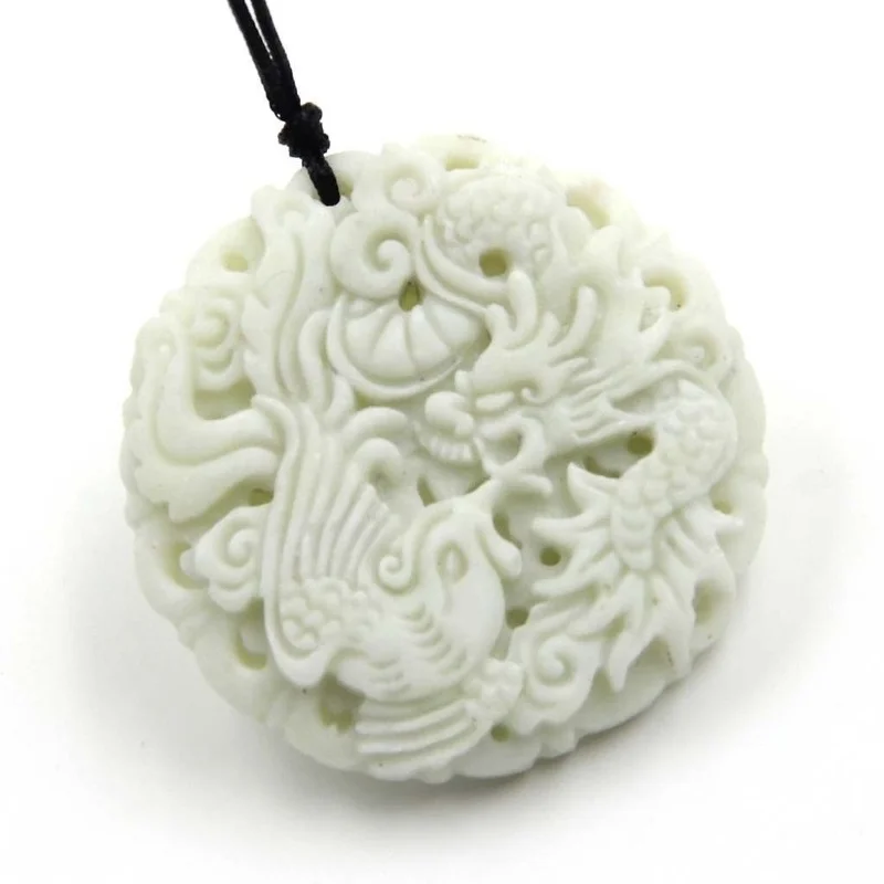 내추럴 화이트 옥 드래곤 피닉스 펜던트 목걸이, 매력적 - Necklaces 리뷰 및 가격