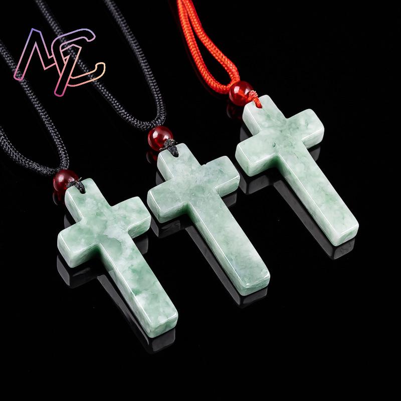 미얀마 비취 십자가 펜던트 목걸이 버마 비취석 조각 부 - Necklaces 리뷰 및 가격