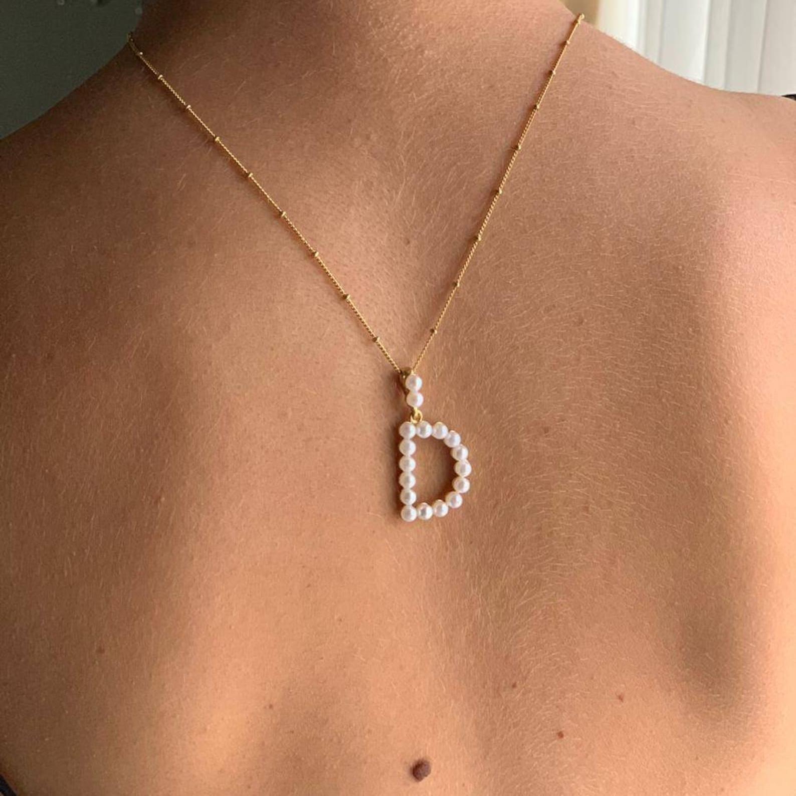 진주 이니셜 레이어링 펜던트 이니셜 골드 목걸이, 맞춤 - Custom Name Necklace Stainless Steel 리뷰 및 가격