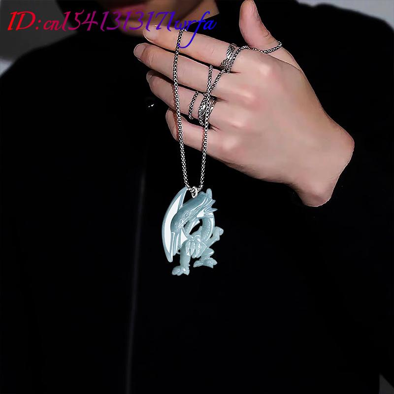 블루 미얀마 옥 드래곤 펜던트 목걸이, 버마 옥 패션  - Necklaces 리뷰 및 가격