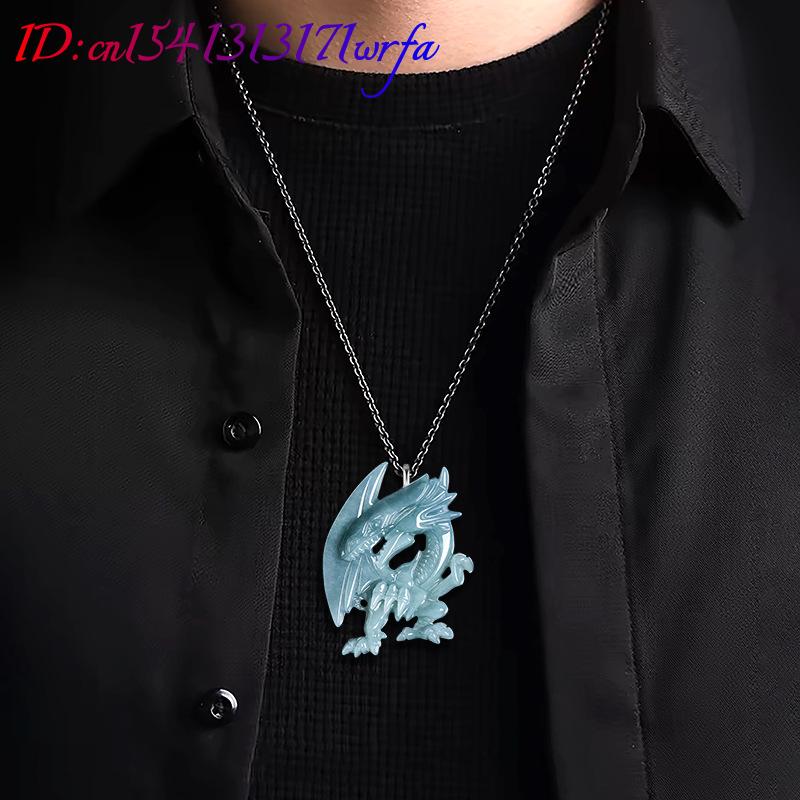 블루 미얀마 옥 드래곤 펜던트 목걸이, 버마 옥 패션  - Necklaces 리뷰 및 가격