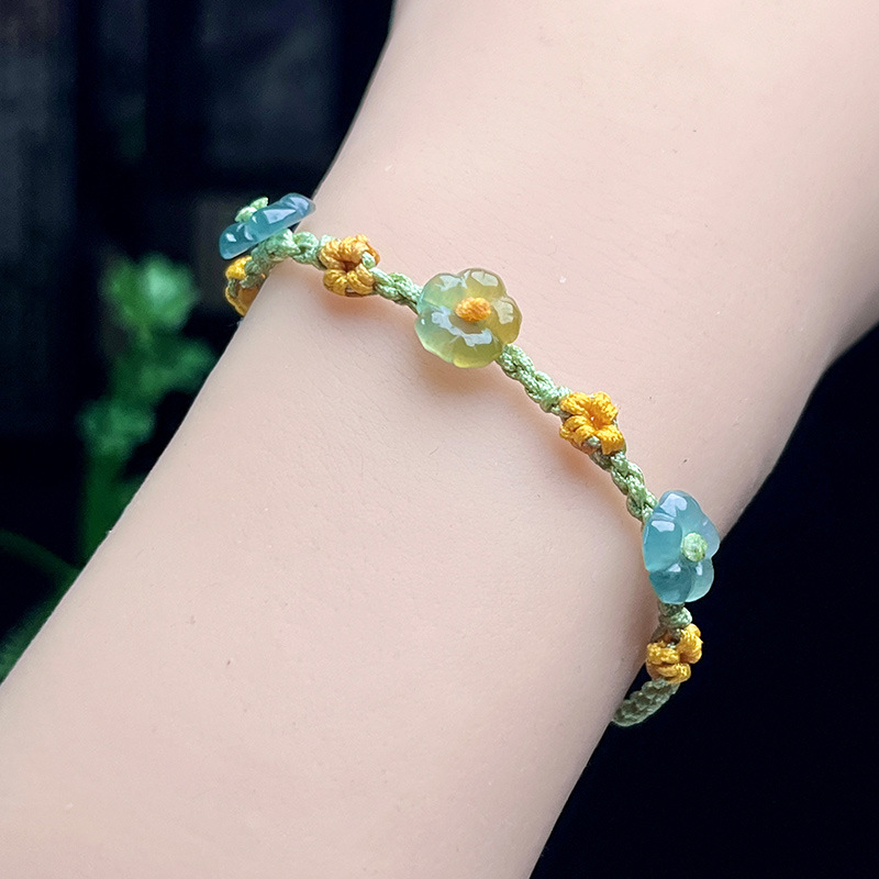 미얀마 경옥 꽃 팔찌 여성을위한 진짜 보석 디자이너 선 - Bracelets 리뷰 및 가격