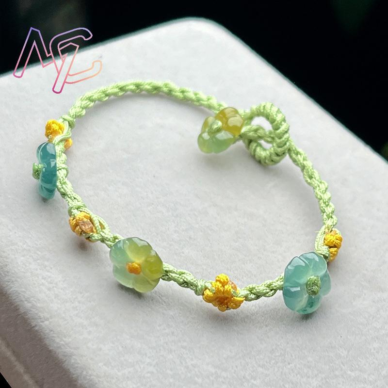 미얀마 경옥 꽃 팔찌 여성을위한 진짜 보석 디자이너 선 - Bracelets 리뷰 및 가격