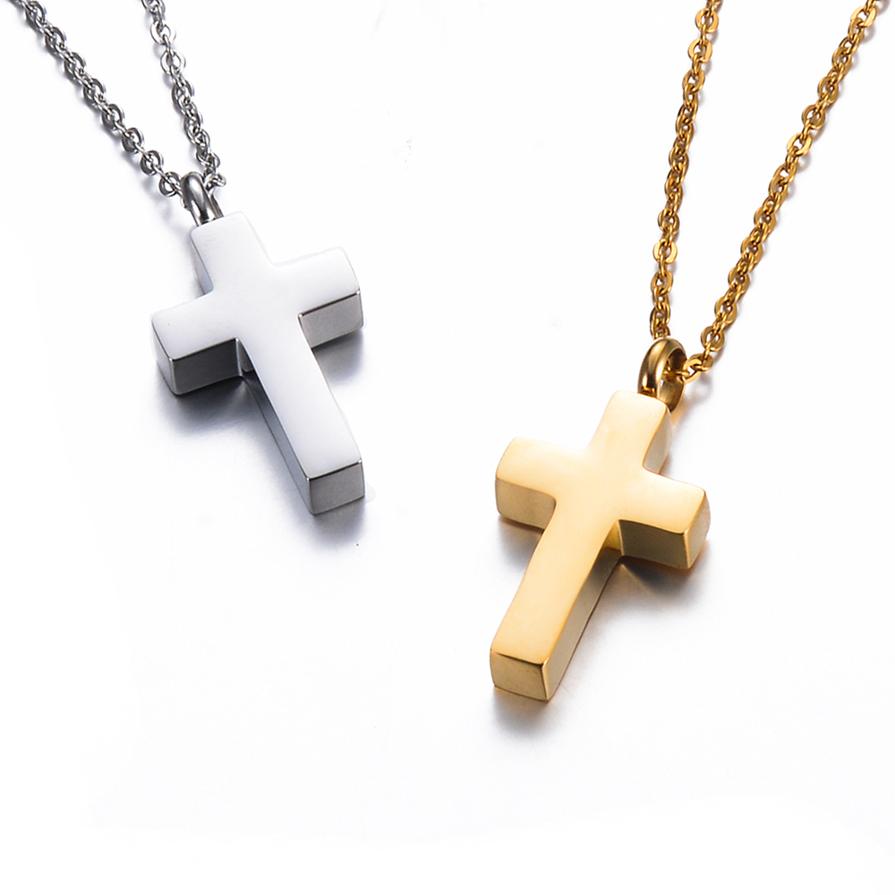 유골용 스테인레스 스틸 화장 십자가 유품 목걸이, 골드 - Cross Pendant Necklace Gold 리뷰 및 가격