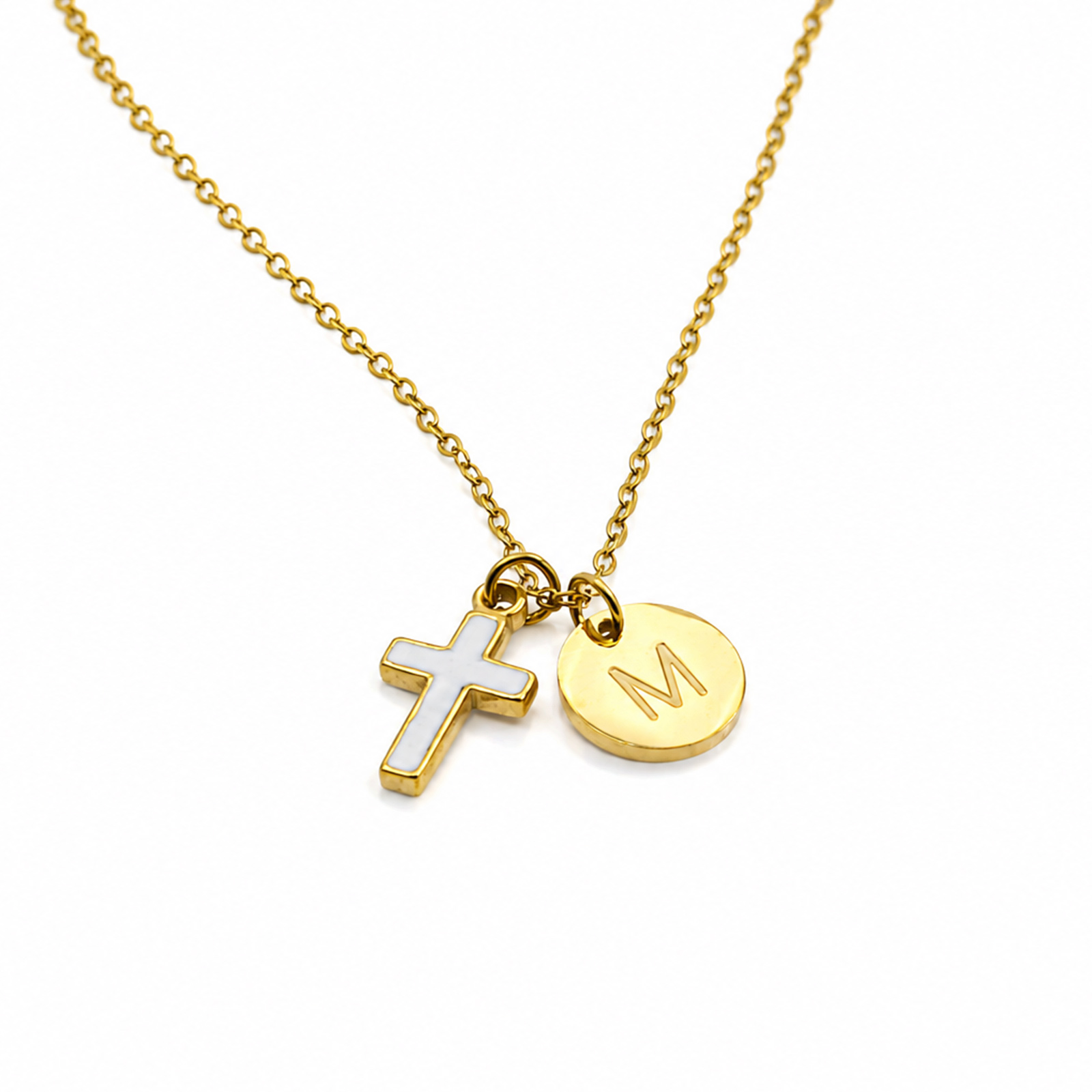 십자가 이니셜 목걸이 스테인리스 스틸 18K 금도금 레 - Initial Letter Necklace 18K Gold 리뷰 및 가격