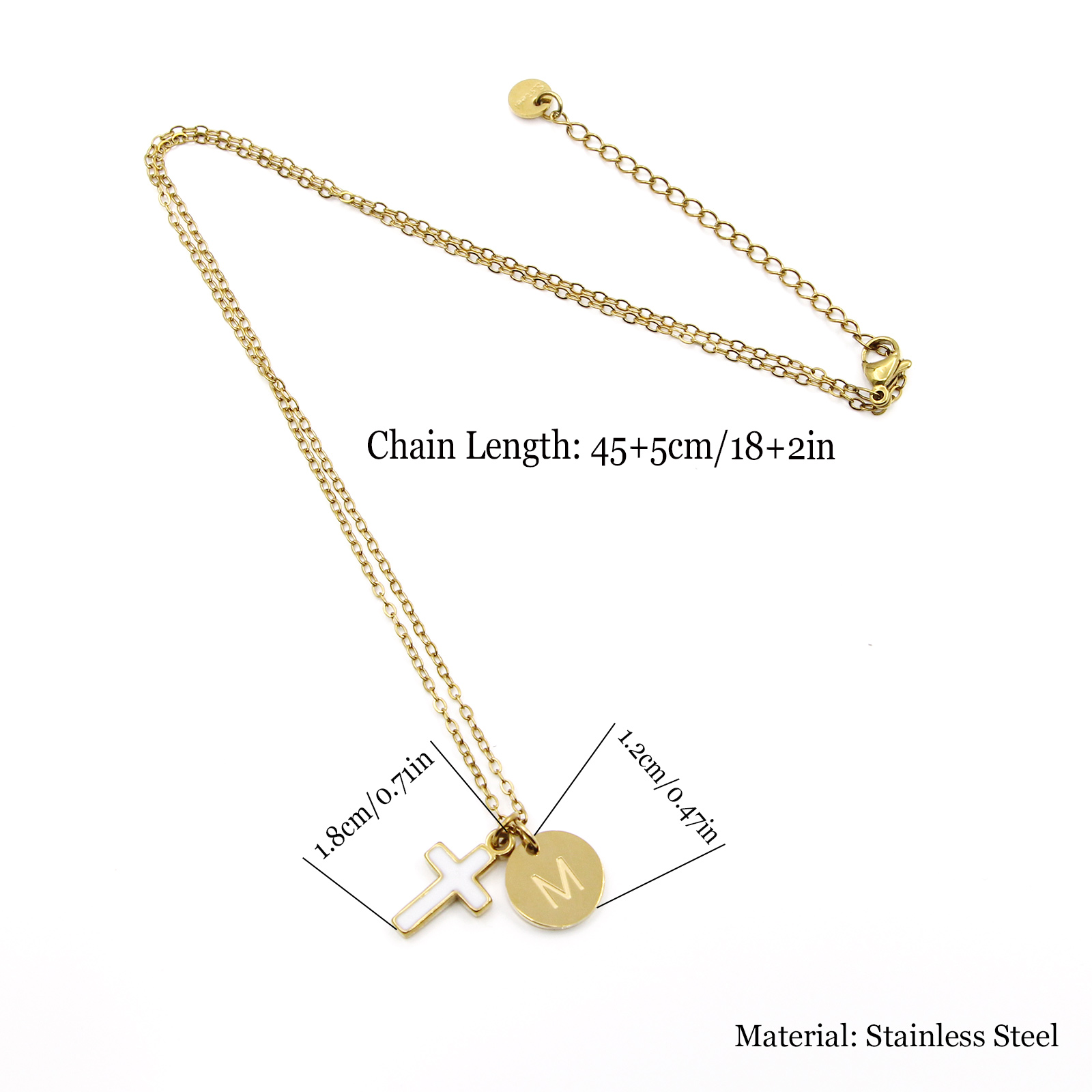 십자가 이니셜 목걸이 스테인리스 스틸 18K 금도금 레 - Initial Letter Necklace 18K Gold 리뷰 및 가격