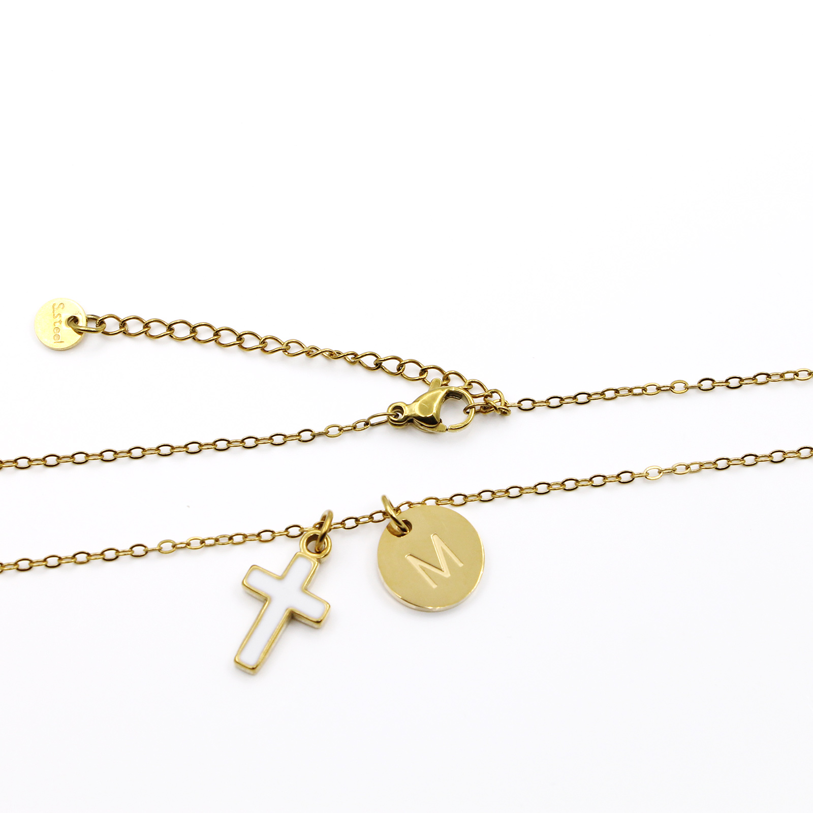십자가 이니셜 목걸이 스테인리스 스틸 18K 금도금 레 - Initial Letter Necklace 18K Gold 리뷰 및 가격