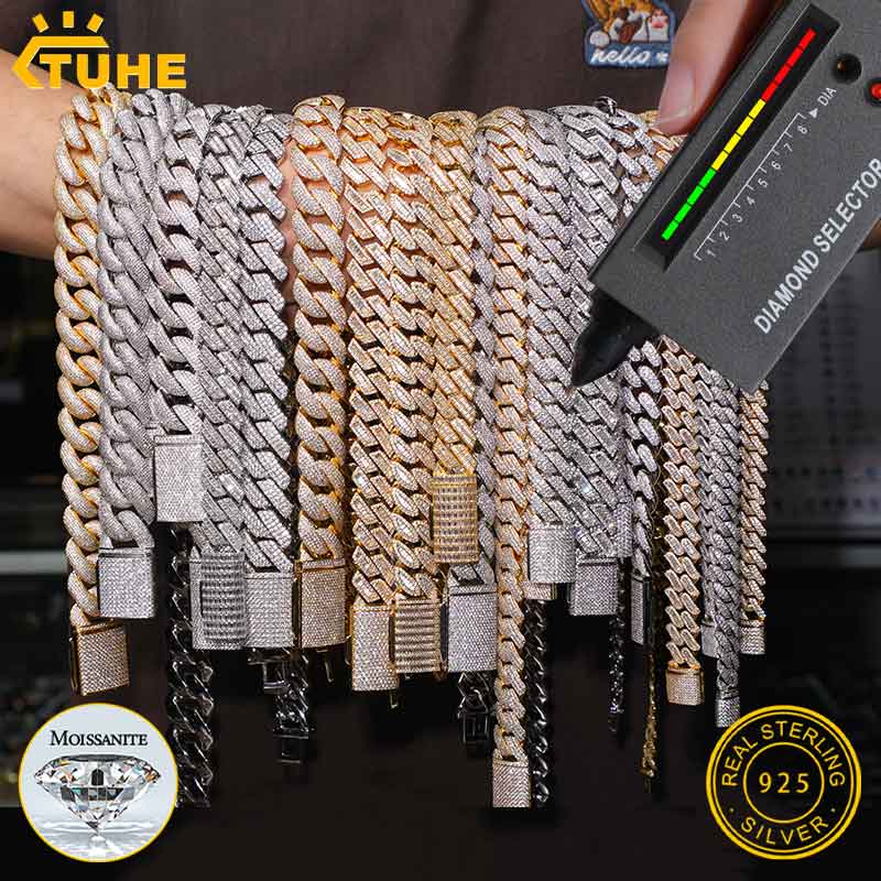 TUHE 유니섹스 D 컬러 모이사나이트 쿠반 체인 목걸 - Cuban Link Chain 12Mm 리뷰 및 가격