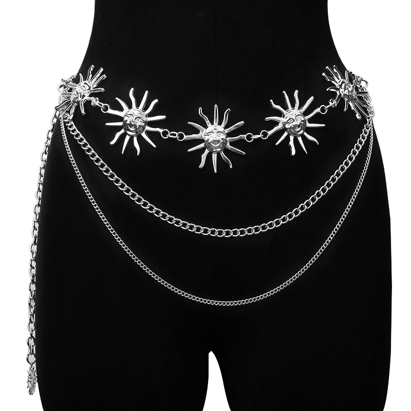 두꺼운 멀티 레이어 펑크 고딕 문 썬 허리 체인 메탈  - Body Jewelry 리뷰 및 가격