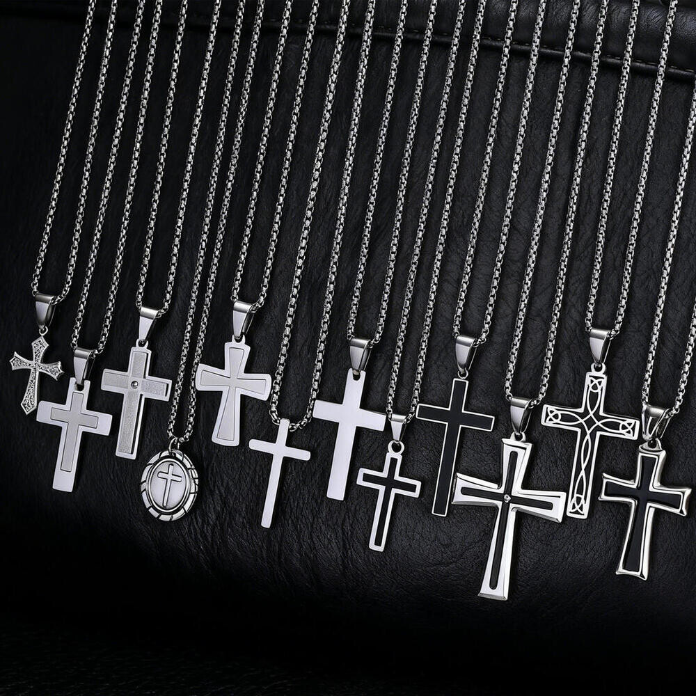 힙합 펑크 크로스 목걸이 (남성용), 방수 스테인리스  - Cuban Link Chain 12Mm 리뷰 및 가격