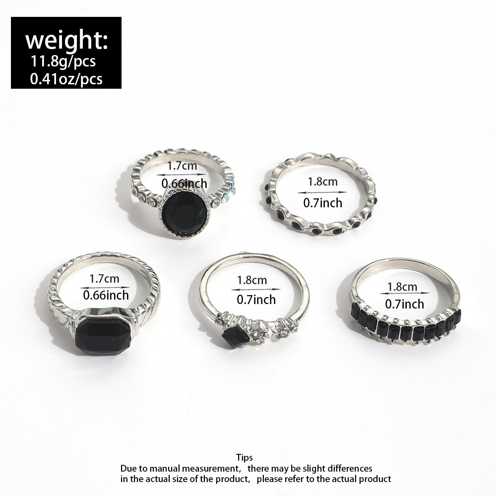 여성을 위한 레트로 스타일의 검은색 크리스탈 스톤 반지 - Vintage Punk Knuckle Rings Set 리뷰 및 가격