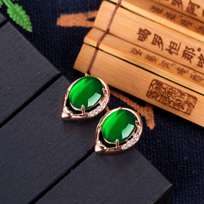 천연 옥 꽃 귀걸이 스톤 이어 스터드 탈리스만 로즈 골 - Earrings 리뷰 및 가격
