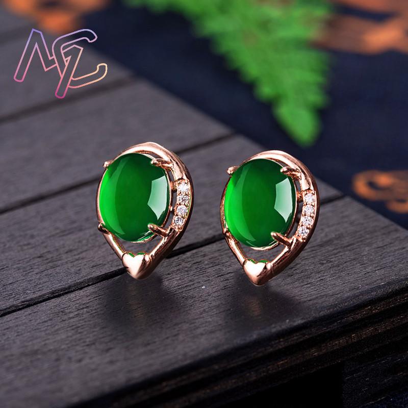 천연 옥 꽃 귀걸이 스톤 이어 스터드 탈리스만 로즈 골 - Earrings 리뷰 및 가격