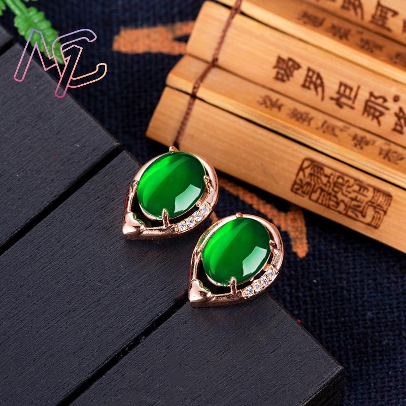 천연 옥 꽃 귀걸이 스톤 이어 스터드 탈리스만 로즈 골 - Earrings 리뷰 및 가격