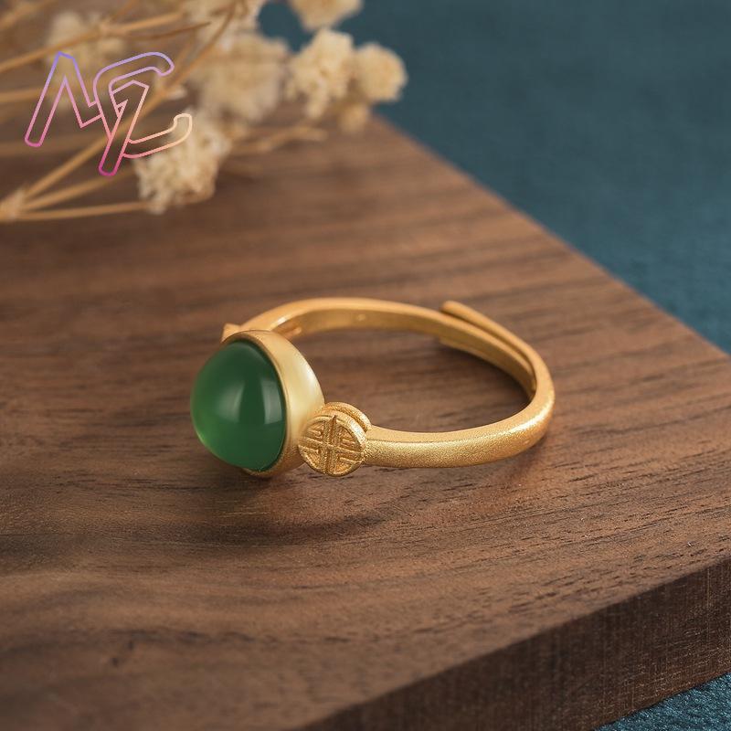 천연 옥 반지 진짜 보석 조각된 원석 부적 조절 가능한 - Rings 리뷰 및 가격