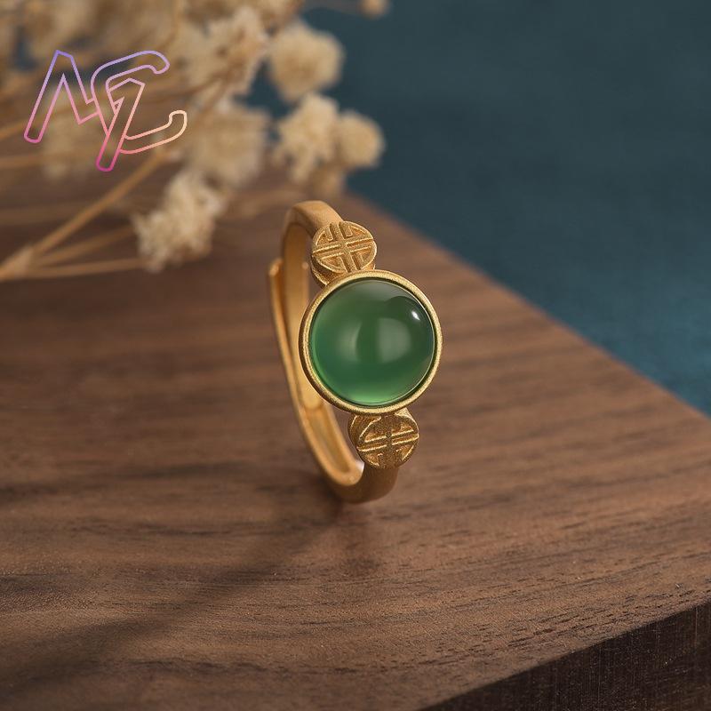 천연 옥 반지 진짜 보석 조각된 원석 부적 조절 가능한 - Rings 리뷰 및 가격