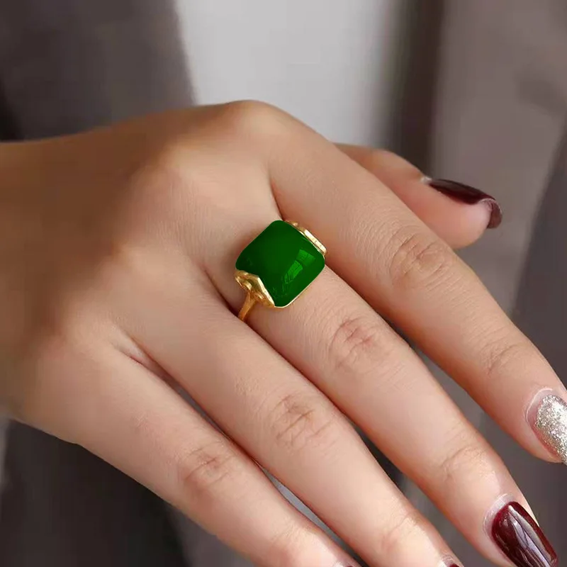 천연 허톈 옥 반지 패션 주얼리 행운의 칼세도니 부적  - Rings 리뷰 및 가격