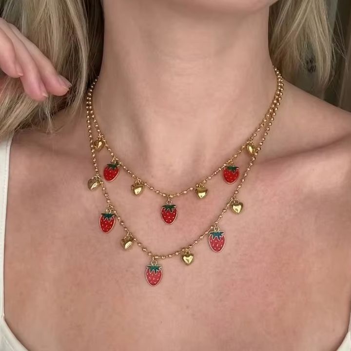 여성용 사랑스러운 빨간 체리 모양의 하트 펜던트 목걸이 - Layered Pendant Necklace Aesthetic 리뷰 및 가격